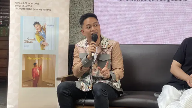 Arsha Composer dalam konferensi pers Perilisan Karya Terbaru Krishna Sakti yang dihelat di Jakarta, Kamis (8/10/2026). (Liputan6.com/Nola Vemiliana)