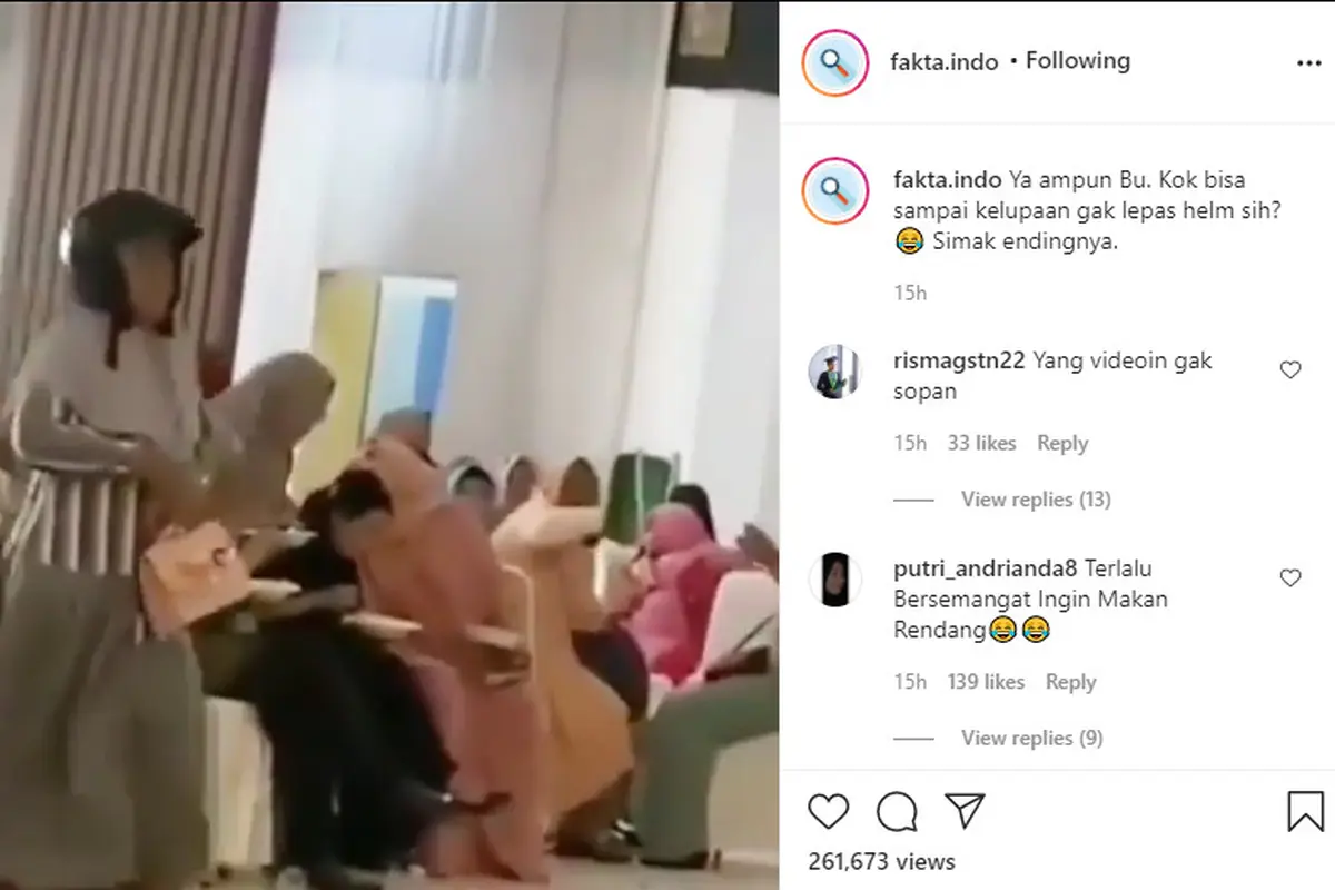 ejadian lucu yang dialami seorang wanita atau emak-emak, seperti dilansir akun Instagram @fakta.indo, Kamis (19/11/2020).