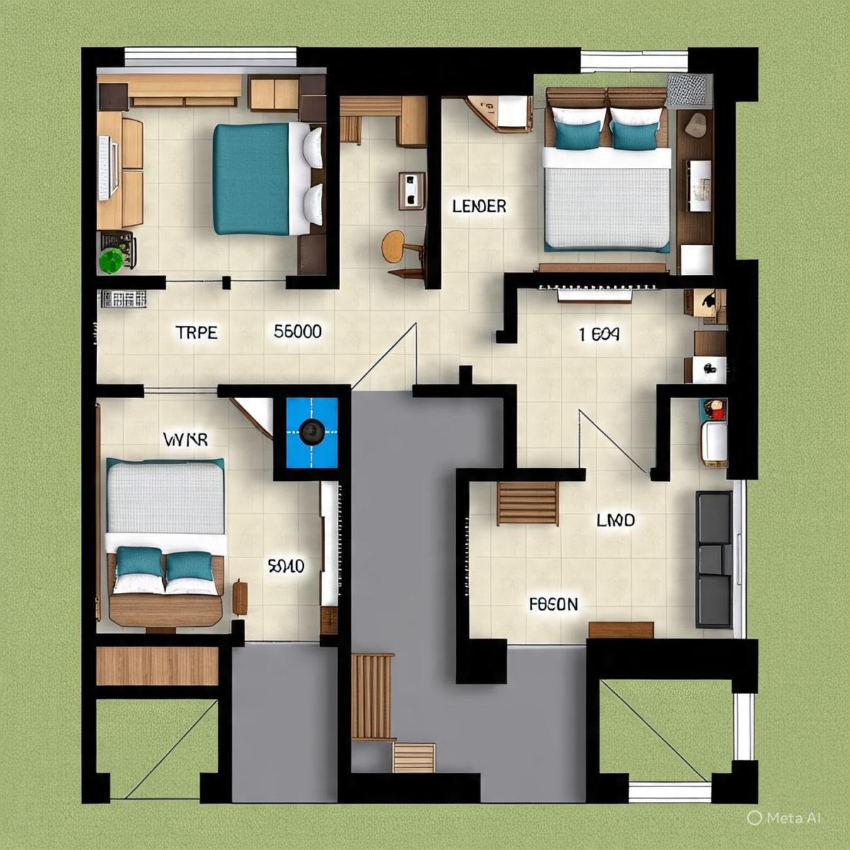 Desain Rumah Tipe 21 dengan 2 Kamar Tidur