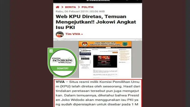 [Cek Fakta] Viva Dicatut untuk Cuitan 'Web KPU Diretas'