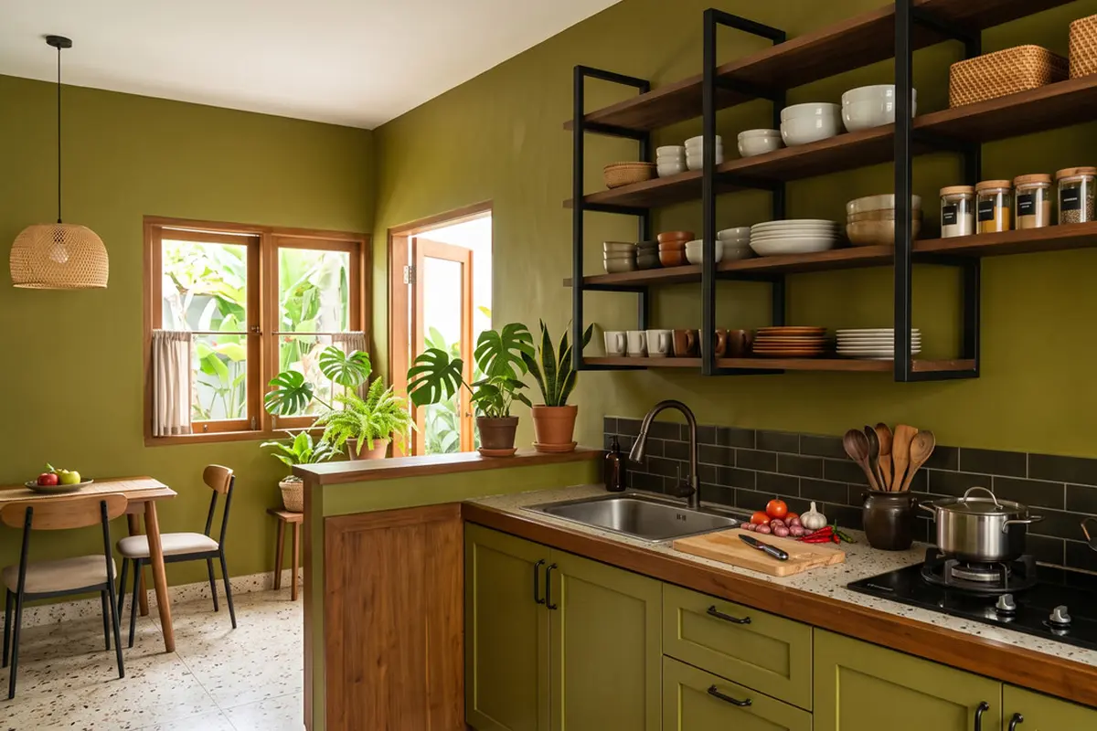 Inspirasi Dapur Bernuansa Olive Green yang Sedang Tren