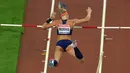 Aksi atlet Amerika Serikat, Sandi Morris saat final cabang lompat galah pada kejuaraan IAAF World Championships 2017  i London Stadium (6/8//2017). (AFP/Antonin Thuillier)