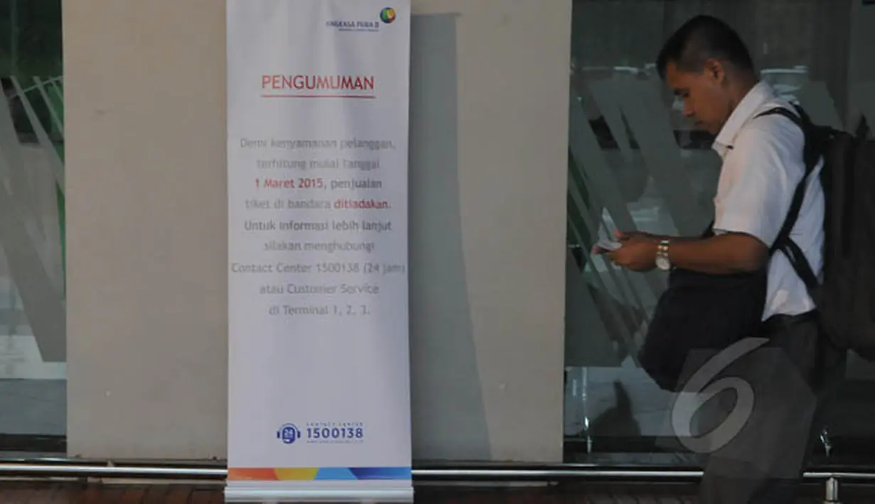 Mulai 1 Maret mendatang, PT Angkasa Angkasa Pura II (Persero) akan menghapus loket penjualan tiket pesawat di bandara yang dikelolanya. (Liputan6.com/Herman Zakharia)