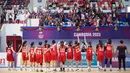 Timnas Bola Basket Putri Indonesia menaklullan Singapura dengan skor 86-39. (Dok: CdM Indonesia SG / Evan Andraws)