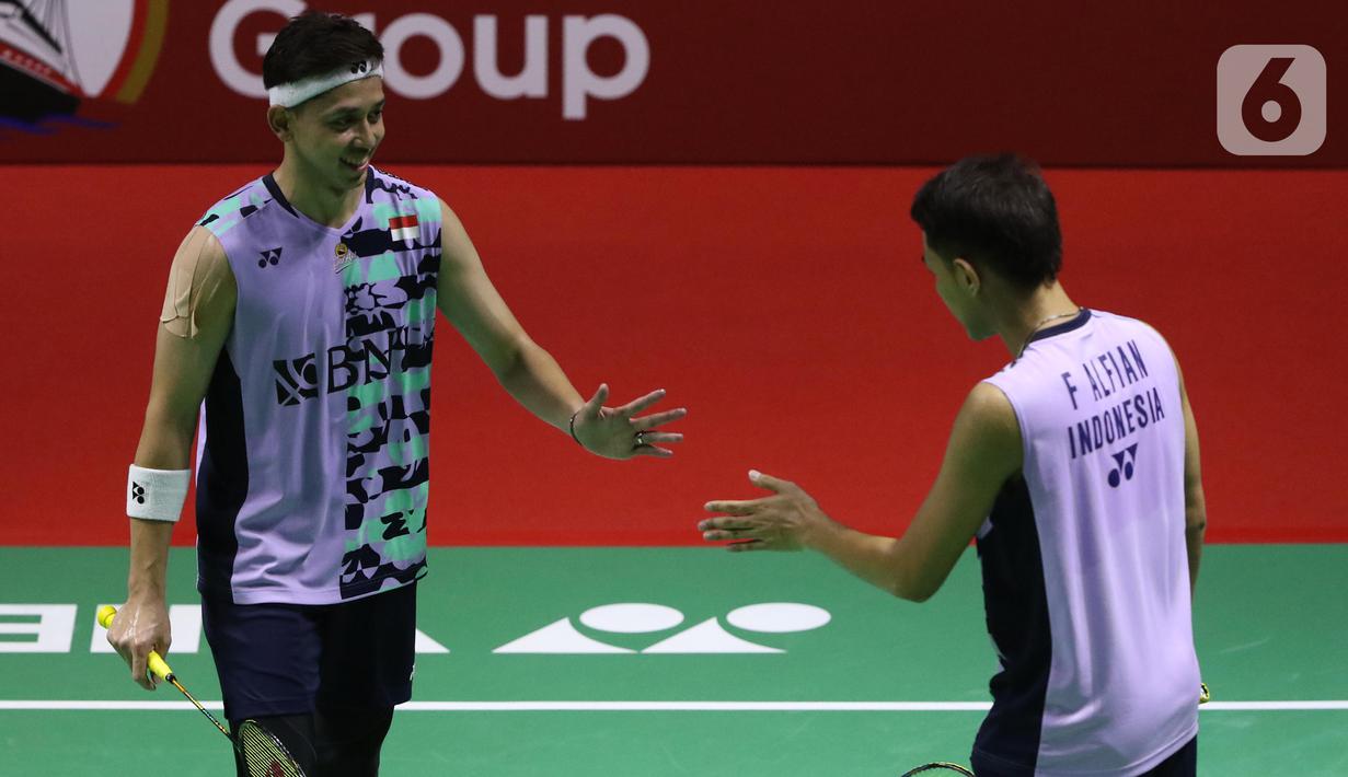 Fajar/Rian menang dengan skor 21-17 sekaligus mengunci kemenangan dalam pertandingan ini.  (Liputan6.com/Helmi Fithriansyah)