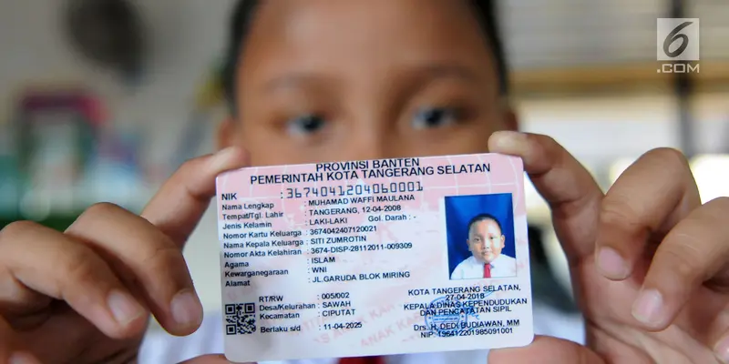 Mirip KTP, Kini Anak-anak Juga Punya Kartu Identitas