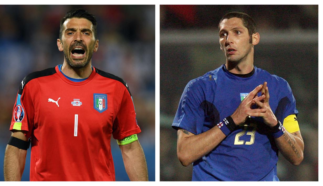 Dalam tiap edisi Piala Eropa, Timnas Italia selalu menjadi tim favorit berkat kualitas para pemain di dalamnya. Tak terkecuali para pemain gaek yang menjadi panutan para pemain muda. Berikut barisan pemain tertua Gli Azzurri sepanjang sejarah gelaran Euro. (Kolase Foto AFP)