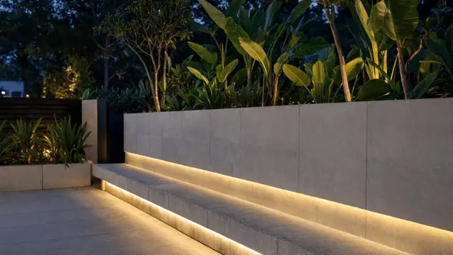 Model Bangku Bata Ringan yang Cocok Dipadukan dengan Lampu Taman (AI Generated)