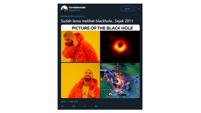 Meme Cocokologi Foto Black Hole yang Perdana Kali Dipublikasi (Sumber: Twitter/AdiAdi110)