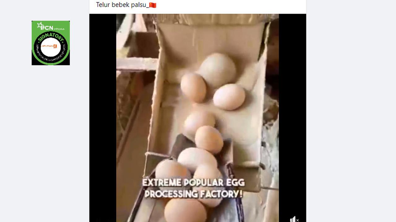 Tangkapan layar klaim video telur bebek palsu,