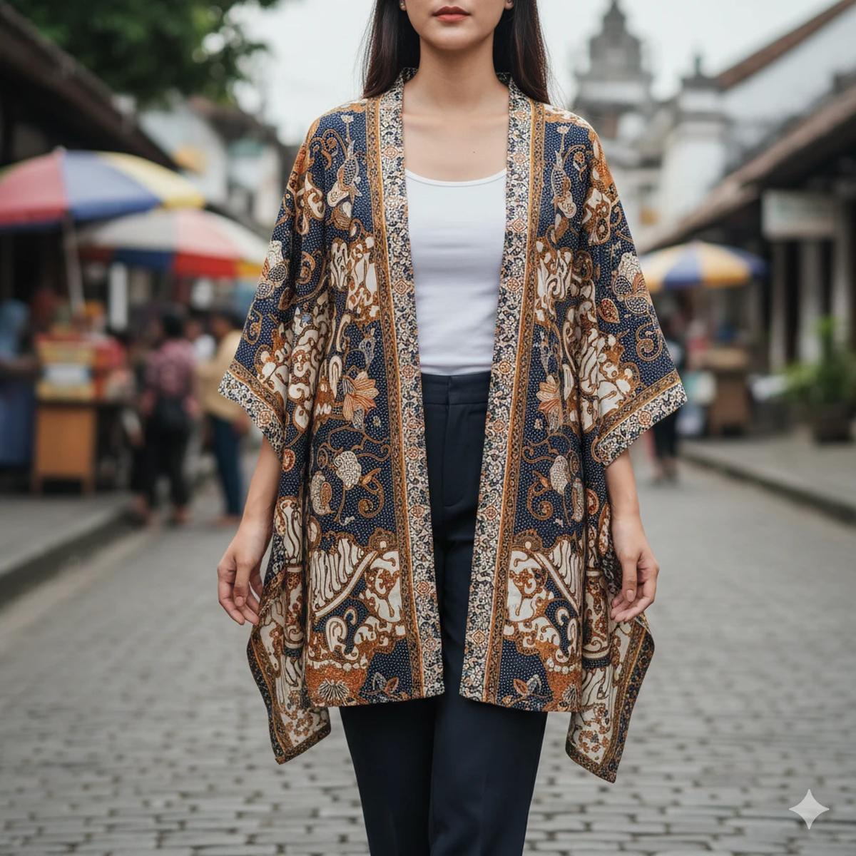 Atasan Batik Cardigan Model Kimono