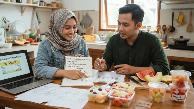 Menjual Buah Potong atau Salad Buah (AI Generated)