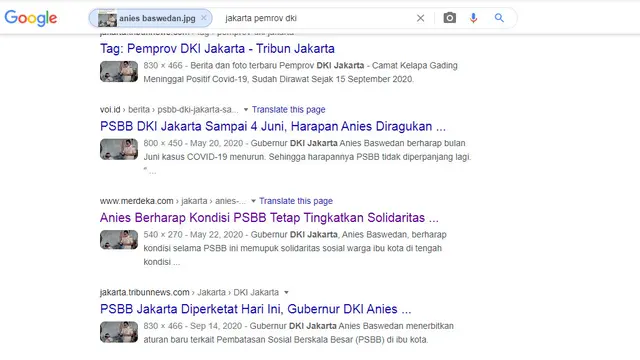Hasil penelusuran Google Image