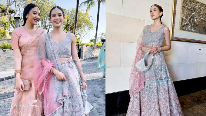 Gaya Duo Bestie Maudy Ayunda dan Putri Tanjung Dibalut Sari India saat Kondangan