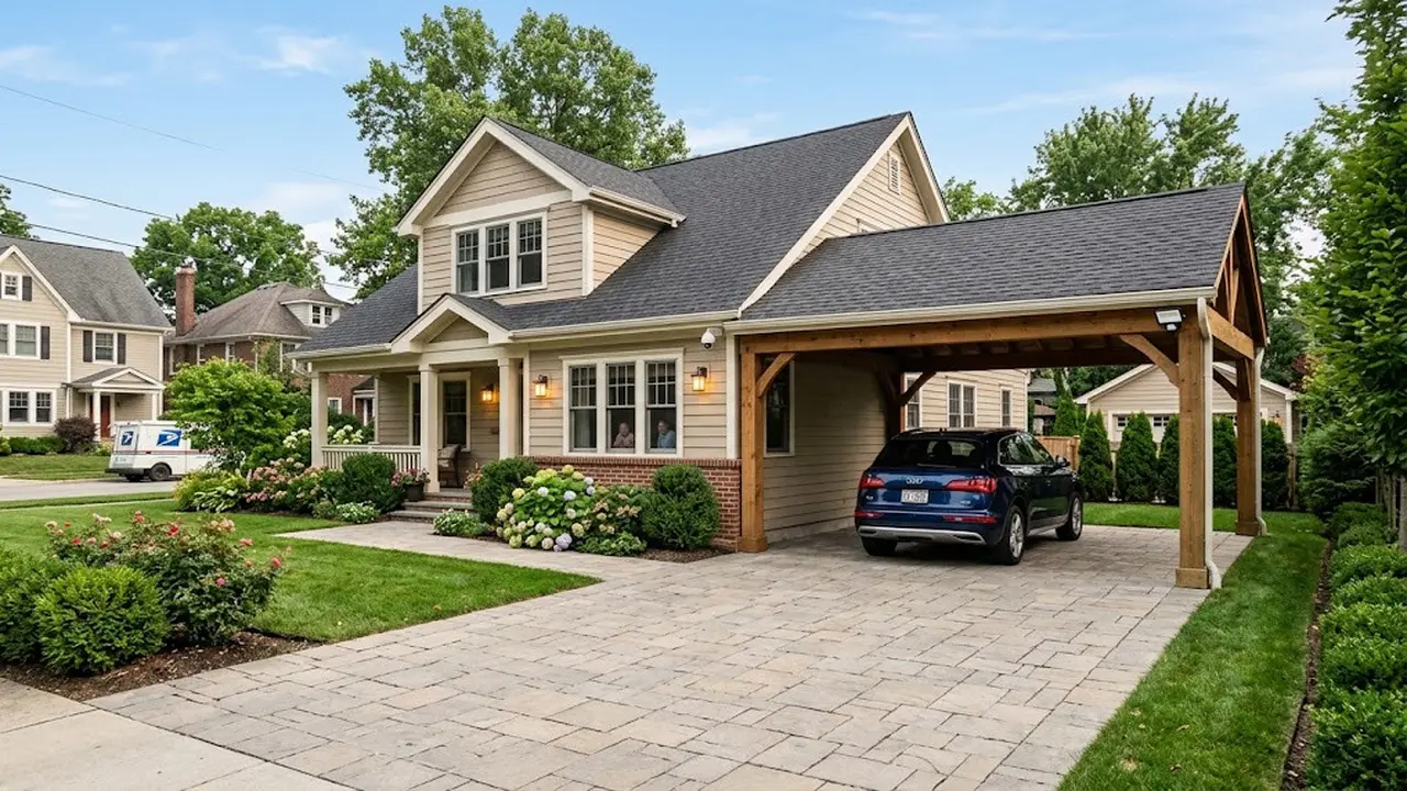 Desain Carport Rumah Tanpa Pagar