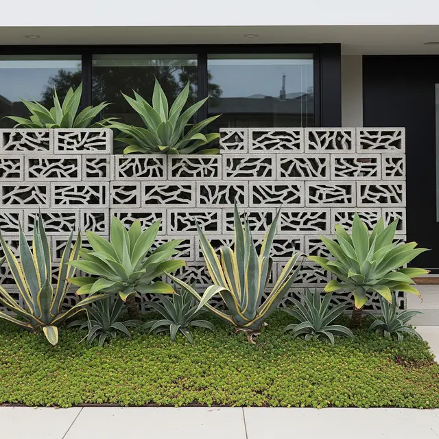 Inspirasi Roster Beton dengan Agave (AI Generated)
