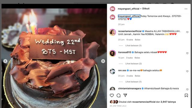 Unggahan Mayangsari. (Foto: Dok. Instagram @mayangsari_official)