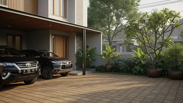 10 Pola Paving Block Estetik untuk Carport Rumah, Material Kuat dan Tahan Cuaca