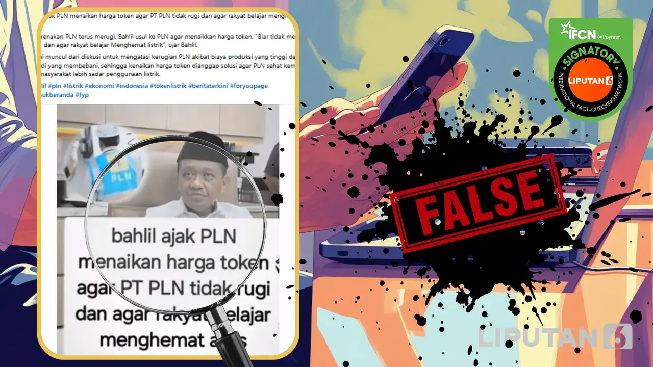 Tangkapan layar  klaim Bahlil ajak PLN menaikan harga token listrik