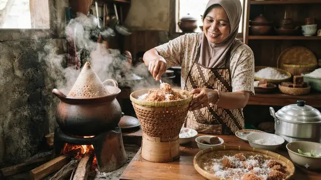 Tahapan Membuat Awug Gula Merah (AI Generated)