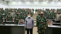 Jusuf Kalla berbagi resep kepemimpinan kepada Perwira Siswa Pendidikan Reguler (Pasis Dikreg) XLVII Sekolah Staf dan Komando (Sesko) TNI di Markas Sesko TNI Bandung, Jawa Barat, Senin (31//8/2020). (Dok Tim Komunikasi Jusuf Kalla/JK)