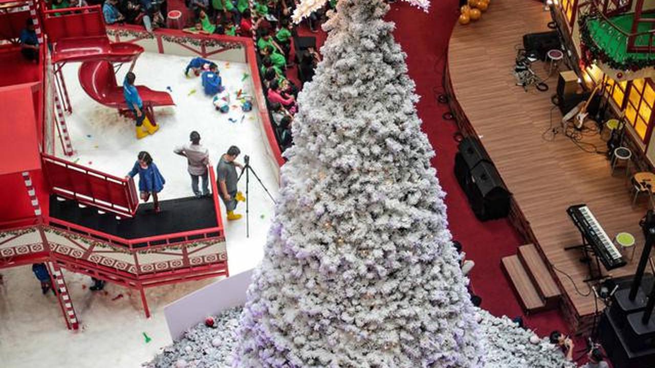 Hiasan pohon Natal terlihat di Mal Ciputra, Jakarta Barat, Jumat (14/12). Jelang perayaan Natal 2018 sejumlah mal di Jakarta mendekor bernuansa Natal agar menjadi daya tarik. (Liputan6.com/Faizal Fanani)