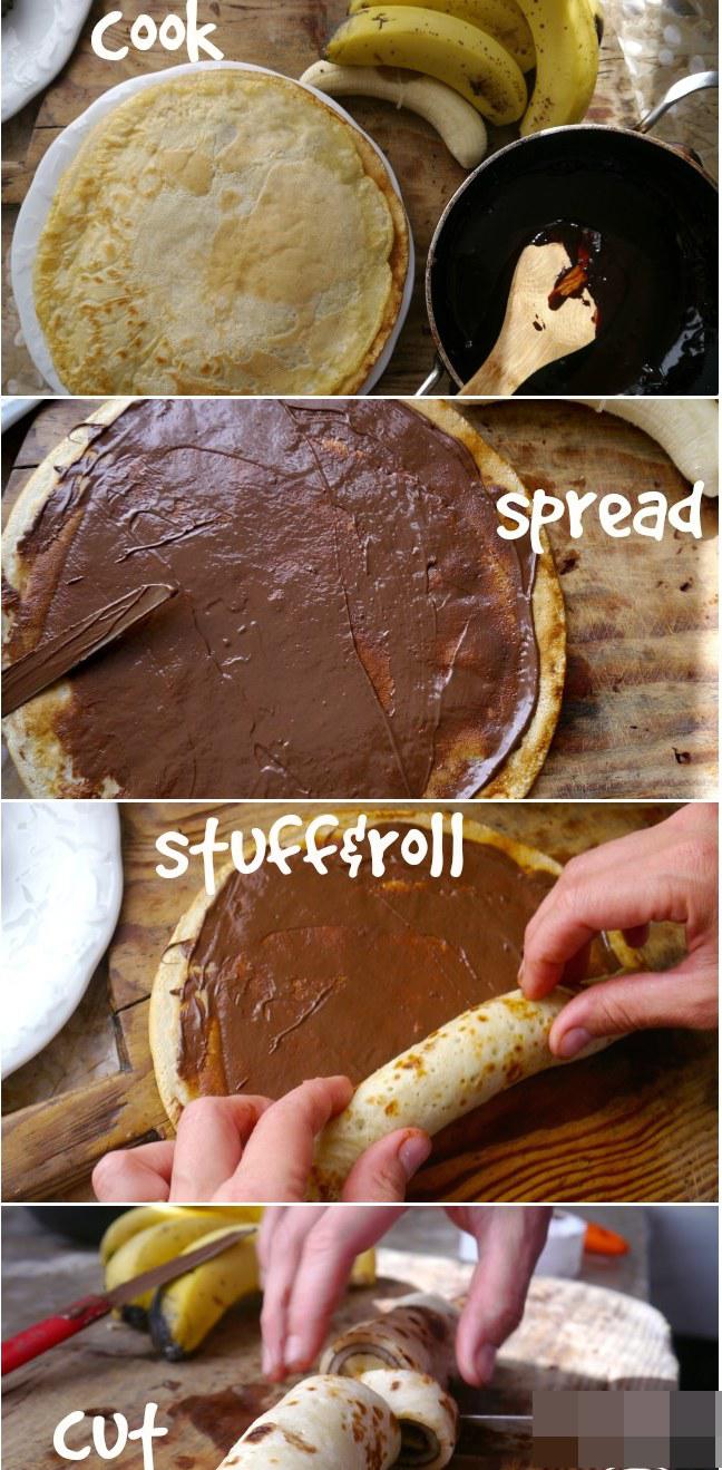 Tahap Mengoles Pancake Roll-Up. | Foto: copyright Kidsactivitiesblog.com