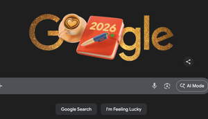 Google Doodle Tahun Baru 2026. Photo: screenshot dari laman Google Search
