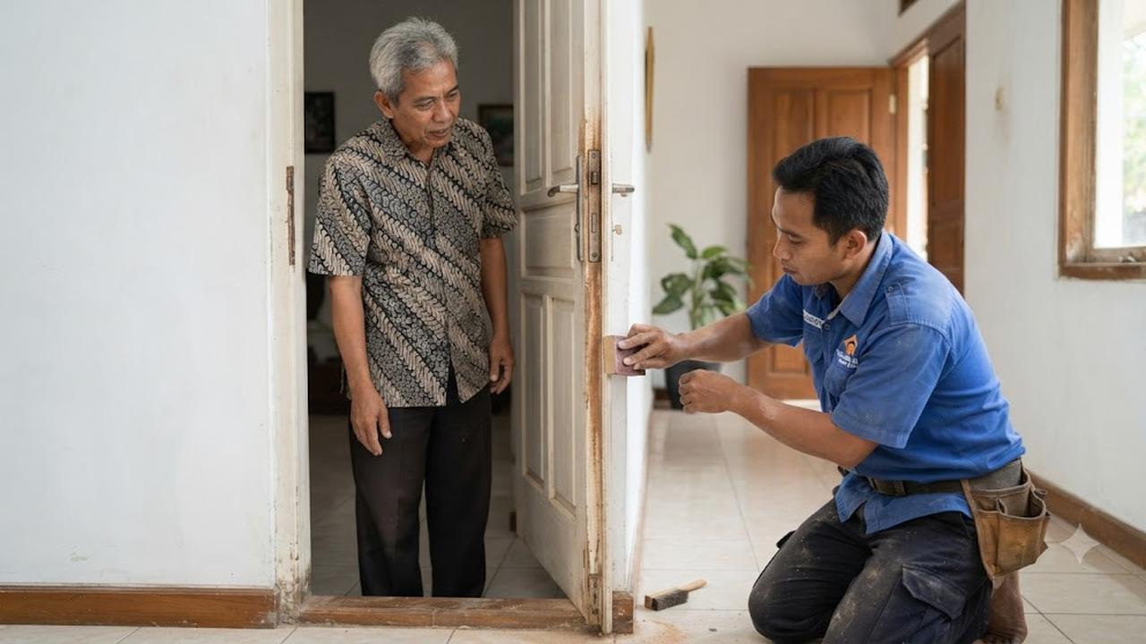 Cara Mengatasi Pintu Kayu yang Sulit Ditutup dengan Cara Menghaluskan Bagian Kayu yang Menyentuh Kusen