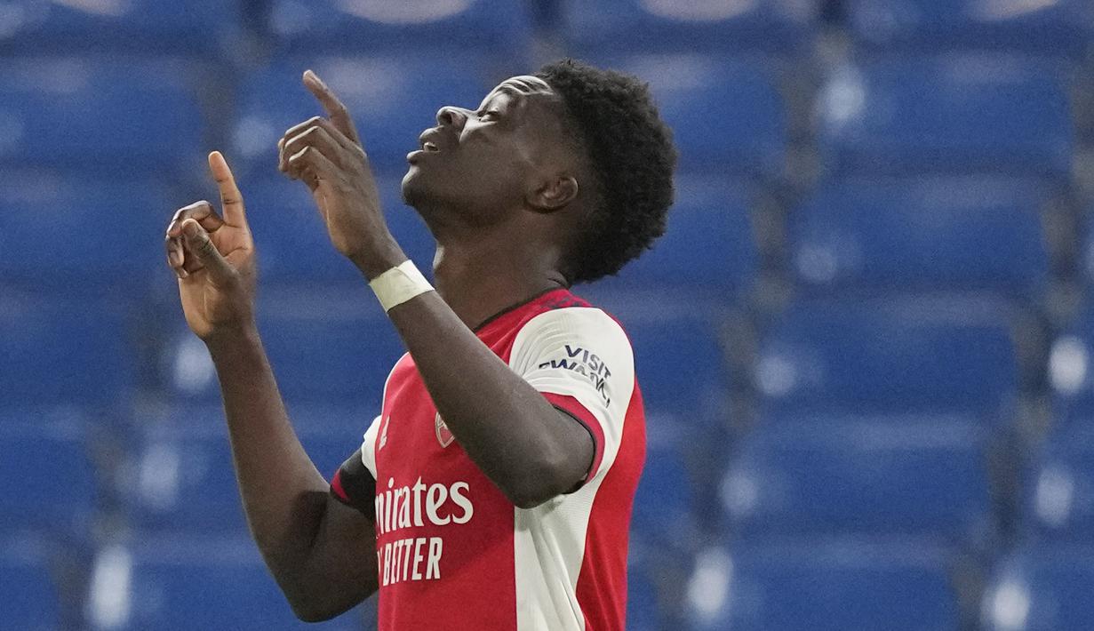 Berkat kemenangan ini, Arsenal menempati posisi lima klasemen dengan poin 57, sama dengan poin Tottenham di peringkat empat. Di sisi lain, Chelsea masih menempati posisi ketiga dengan poin 62. (AP/Frank Augstein)