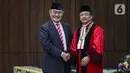 Pelantikan dan pengambilan sumpah Suhartoyo sebagai Ketua MK itu dihadiri tujuh hakim konstitusi dan tidak dihadiri Anwar Usman. (Liputan6.com/Faizal Fanani)
