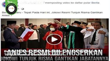 Gambar Tangkapan Layar Video yang Diklaim Jokowi Tunjuk Tri Rismaharini Gantikan Gubernur DKI Jakarta Anies Baswedan (sumber: Facebook).