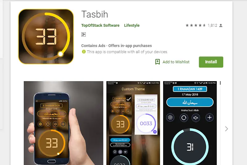 Aplikasi Tasbih (Sumber: Google Play)
