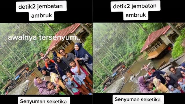 Asyik Berfoto dengan Keluarga, Jembatan Tiba-tiba Ambruk Ini Bikin Kaget