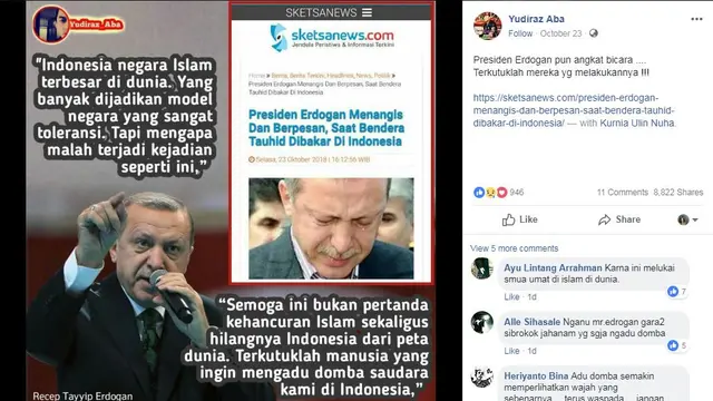 Cek Fakta - Erdogan Tangisi Pembakaran Bendera HTI?