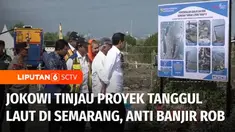 Presiden Joko Widodo meninjau proyek tanggul laut Tambak Lorok di Semarang, Jawa Tengah. Proyek tanggul sepanjang 3,6 kilometer ini digadang mampu mengatasi banjir rob di wilayah pesisir Semarang.