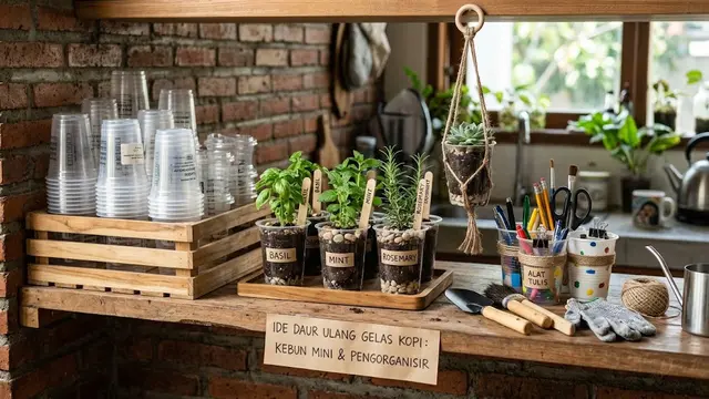 Ide Daur Ulang Gelas Plastik Kopi Bekas yang Mudah Dibuat dan Berguna/AI Generated