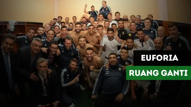Euforia Messi dan Timnas Argetina di ruang ganti setelah lolos ke Piala Dunia 2018
