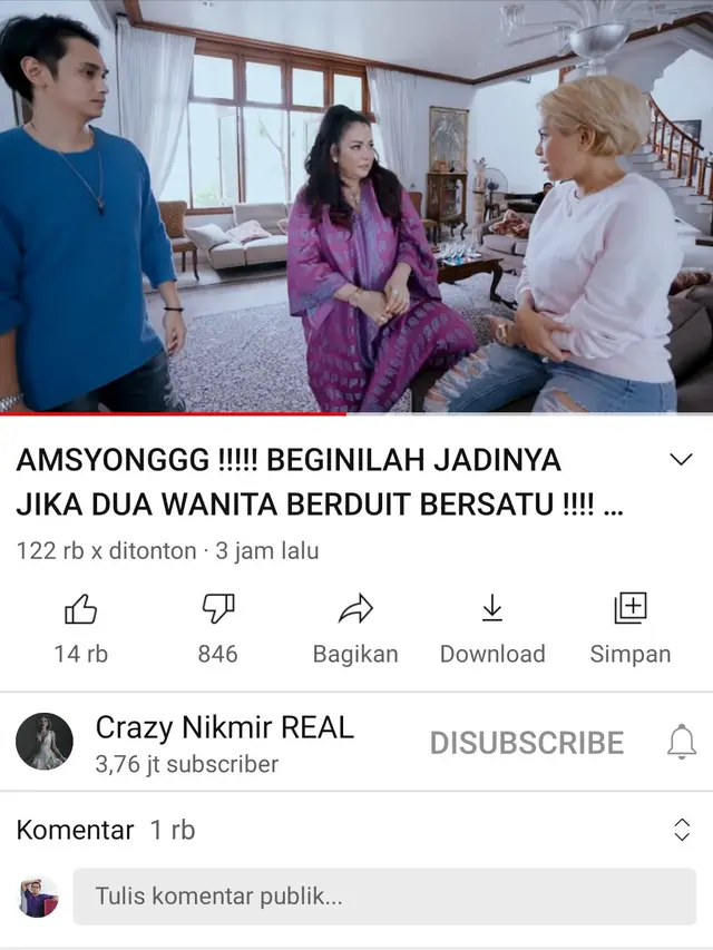Jennifer Jill dan Ajun Perwira dalam unggahan Nikita Mirzani. (Foto: YouTube Crazy Nikmir Real)