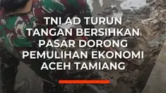 Ratusan prajurit TNI Angkatan Darat dari Yonif 115 melaksanakan pembersihan kawasan Pasar Kuala Simpang, Kabupaten Aceh Tamiang, Sabtu (27/12/2025), sebagai upaya membantu percepatan pemulihan aktivitas masyarakat pascabanjir. Pembersihan dilakukan di lapak pedagang, saluran drainase, dan area um...
