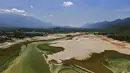 Pemandangan Waduk Boca yang memasok air ke kota utara Monterrey hampir kering karena bagian utara Meksiko dilanda kekeringan hebat, di Santiago, Meksiko (9/7/2022). Pemerintah setempat mulai membatasi pasokan air di bulan Maret, sebagai kombinasi dari kekeringan hebat. (AP Photo/Fernando Llano)