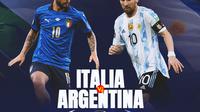 Finalissima - Timnas Italia Vs Timnas Argentina - Lorenzo Insigne Vs Lionel Messi (Bola.com/Adreanus Titus)