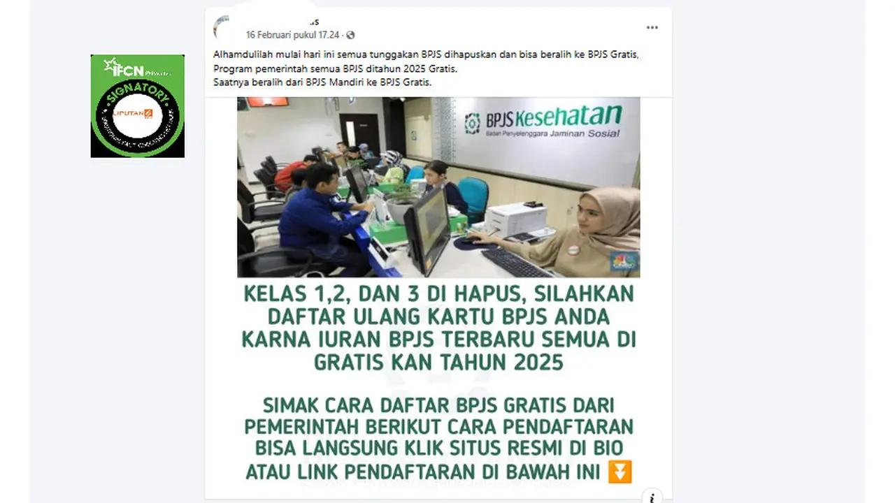 Tangkapan layar klaim pendaftaran penghapusan tunggakan BPJS Kesehatan dan iuran gratis