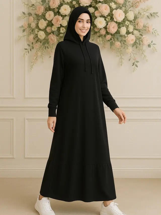 Model Gamis Hitam Syar’i Kekinian