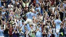 Tak sampai di situ, Haaland kembali mencetak satu gol lagi untuk membuat hattrick perdananya di Liga Inggris. Dengan kemenangan 4-2 tersebut, Man City kini berada di posisi kedua klasemen dengan raihan 10 poin. Sementara itu, Haaland sukses menjadi top skor sementara Liga Inggris dengan torehan 6 gol dari 4 penampilannya. (AP/PA/Nick Potts)