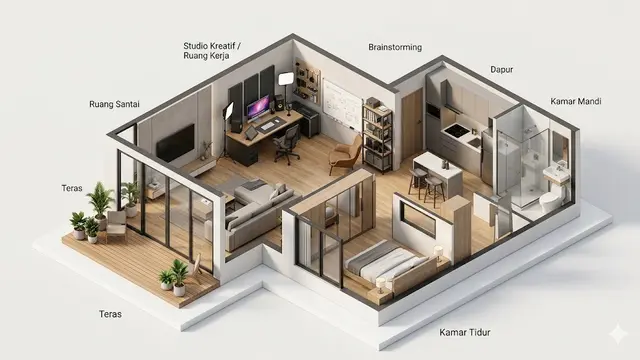 Desain Rumah Anak Muda yang Hobi Kerja