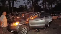 Kendaraan yang mengalami ringsek setelah terlibat kecelakaan di ruas Tol Cipularang, belum lama ini. Foto (Istimewa)