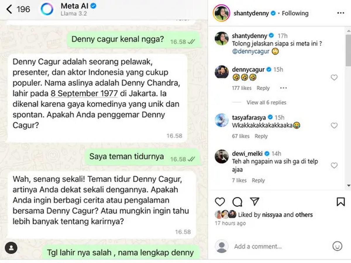 Chat 10 Artis dengan Meta AI Ini Jawabannya Halu, Bikin Ngakak