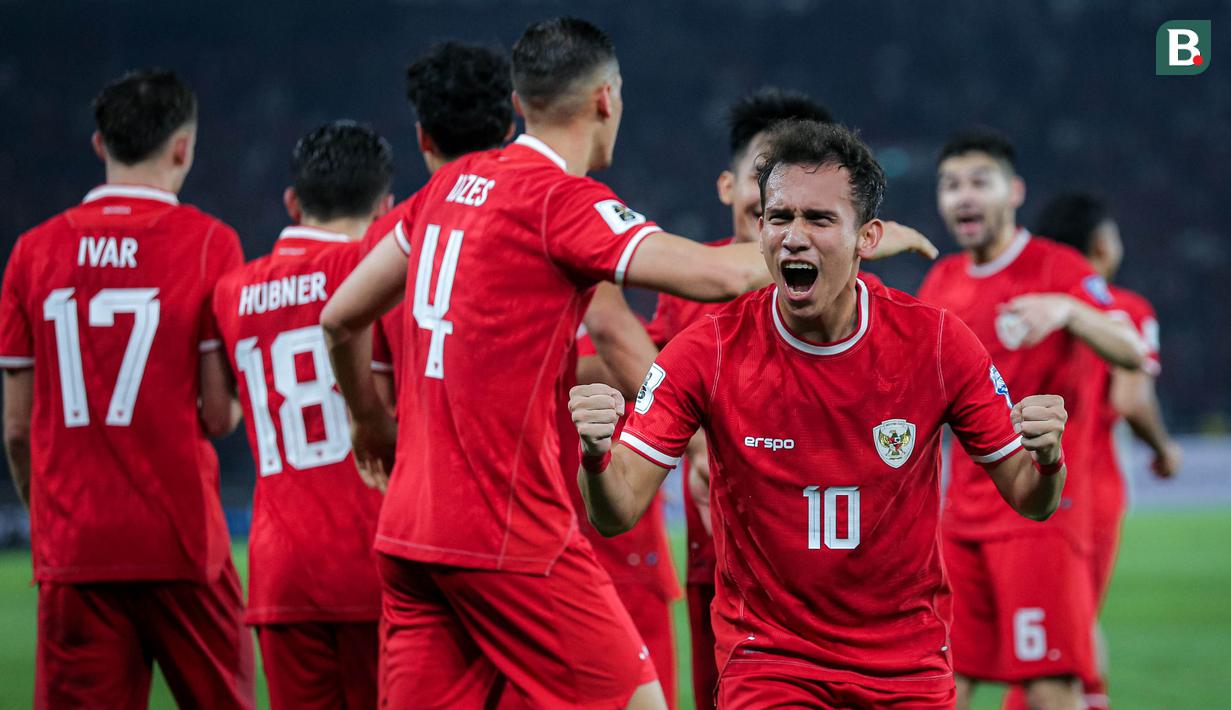 <p>Pemain Timnas Indonesia, Egy Maulana Vikri, melakukan selebrasi setelah mencetak gol ke gawang Vietnam dalam laga Grup F Kualifikasi Piala Dunia 2026 zona Asia di Stadion Utama Gelora Bung Karno (SUGBK) Senayan, Jakarta, Kamis (21/3/2024). (Bola.com/Bagaskara Lazuardi)</p>
