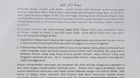 Surat dari MUI Jawa Barat terkait Eril anak Ridwan Kamil yang hilang di Swiss. (Foto: Dok. Twitter @malarea)